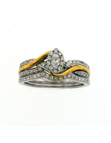 1/2 CTW Diamond Bridal Set Ring in 10KT White and Yellow Gold Comparez plus de prix