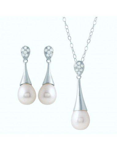 Round Pearl and Cubic Zirconia Gem Stone Box Set 18-inch Pendant in Sterling Silver online