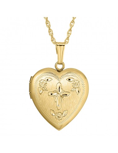 14KT Yellow Gold Filled 18-inch Locket Cross Pendant Pour