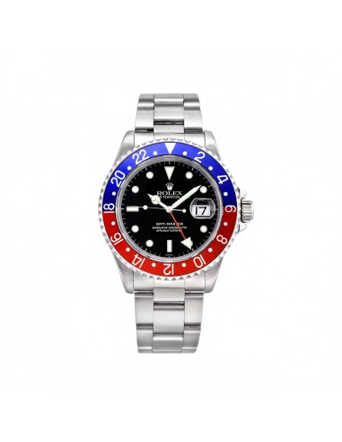 Certified Pre-Owned Rolex White Stainless Steel Oyster Perpetual GMT-Master with 40X40 MM Black Round Dial. PEPSI de la marque