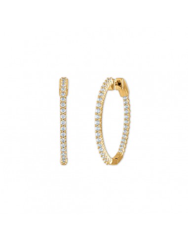 1 CTW Diamond In & Out Hoop Earrings in 14KT Yellow Gold Plated Sterling Silver de l' environnement