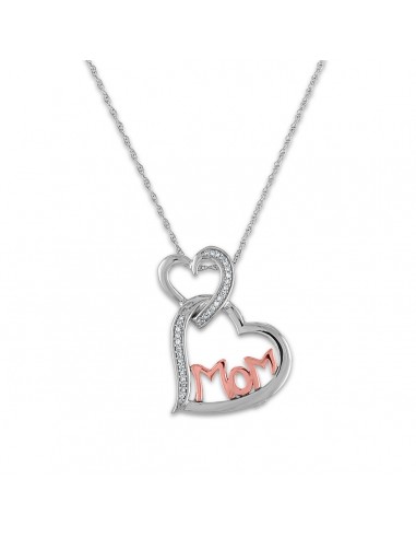 LoveSong 1/16 CTW Diamond Heart Mom 18-inch Pendant in Sterling Silver soldes