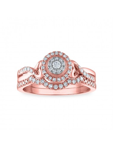 LoveSong 1/4 CTW Diamond Infinity Halo Bridal Set Ring in 10KT Rose Gold l'achat 