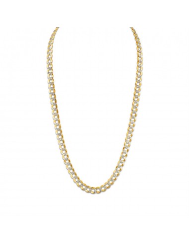 10KT White and Yellow Gold 24-inch 8.5MM Pave Curb Chain Faites des économies