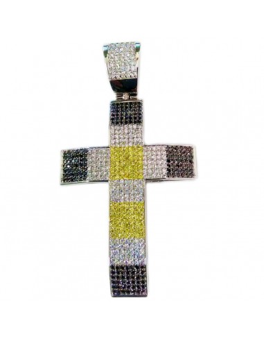 Luxe Layers Sterling Silver Cubic Zirconia Cross X-Large Pendant. Chain Not Included Fin de série