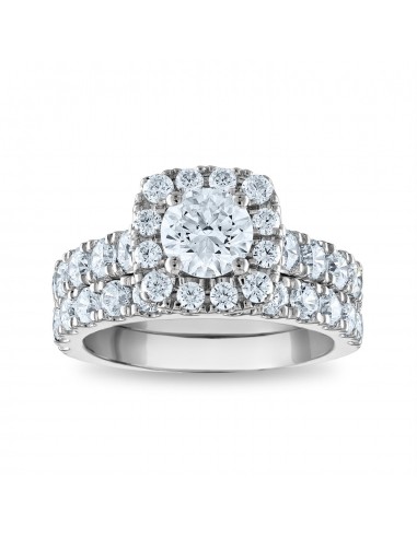 Signature EcoLove Diamond Dreams 3 CTW Lab Grown Diamond Halo Bridal Set in 14KT White Gold l'évolution des habitudes 