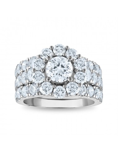 Signature EcoLove Diamond Dreams 5 CTW Lab Grown Diamond Halo Bridal Set Ring in 14KT White Gold pas cher chine