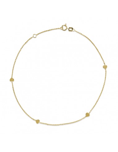 10KT Yellow Gold 10-inch Heart Adjustable Anklet hantent personnes