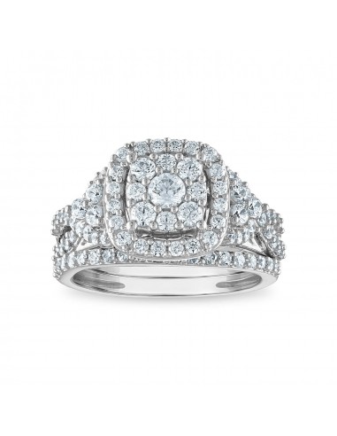 LoveSong EcoLove 1-3/8 CTW Lab Grown Diamond Halo Bridal Set in 10KT White Gold livraison gratuite