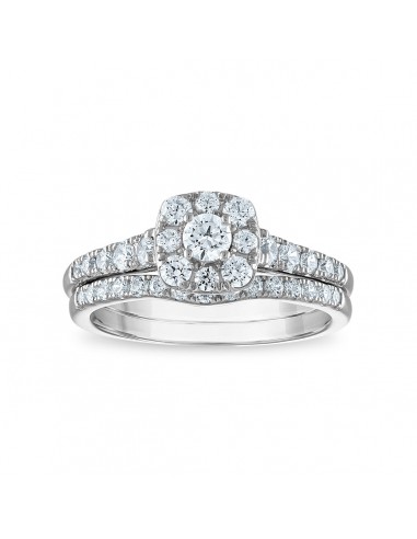 LoveSong EcoLove 9/10 CTW Lab Grown Diamond Halo Bridal Set in 10KT White Gold Paris Déstockage Promo