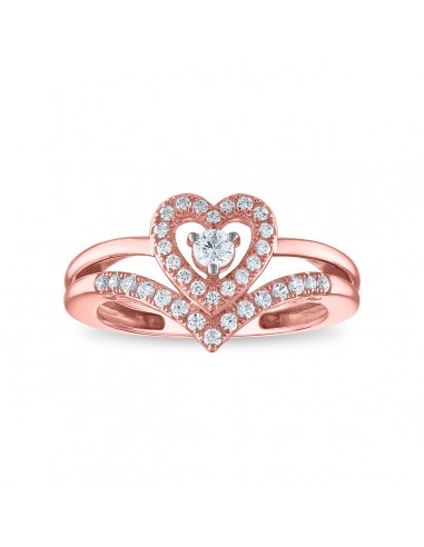 LoveSong EcoLove 3/8 CTW Lab Grown Diamond Heart Promise Ring in 10KT Rose Gold 50% de réduction en Octobre 2024