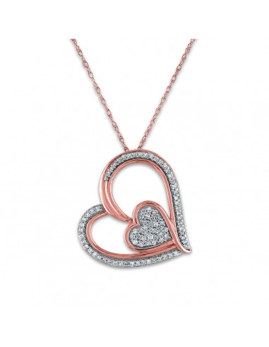 LoveSong 1/4 CTW Diamond Heart 18-inch Pendant in 10KT Rose Gold En savoir plus