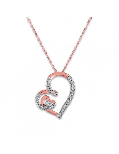 LoveSong 1/10 CTW Diamond Heart 18-inch Pendant in 10KT Rose Gold la chaussure