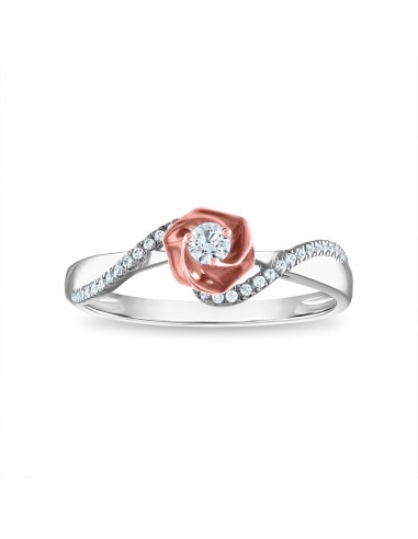 LoveSong 1/5 CTW Diamond Everlasting Rose Ring in 10KT White and Rose Gold Dans la société mordern