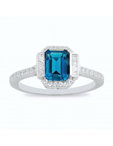 Sterling Silver Blue Cubic Zirconia Ring de pas cher