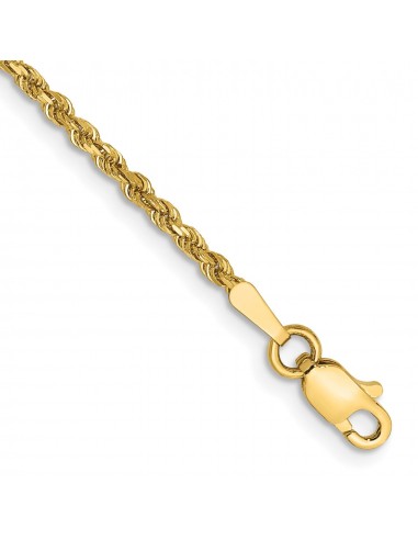 14KT Yellow Gold 9-inch 1.75MM Diamond-cut Lobster Clasp Rope Anklet à prix réduit toute l'année