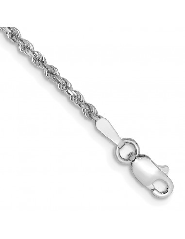 14KT White Gold 9-inch 1.75MM Diamond-cut Lobster Clasp Rope Anklet du meilleur 