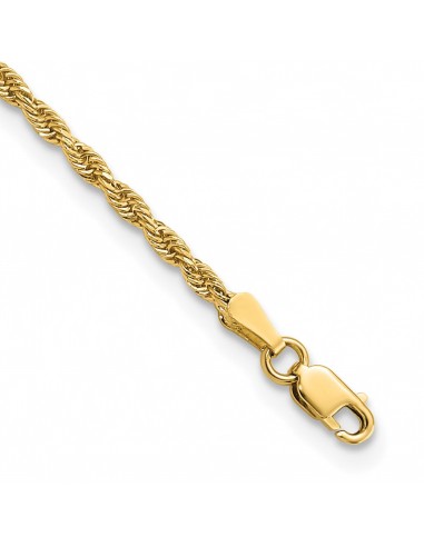 14KT Yellow Gold 10-inch 2MM Diamond-cut Lobster Clasp Rope Anklet paiement sécurisé