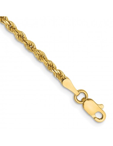 14KT Yellow Gold 8-inch 2.25MM Diamond-cut Lobster Clasp Rope Bracelet une grave pollution 