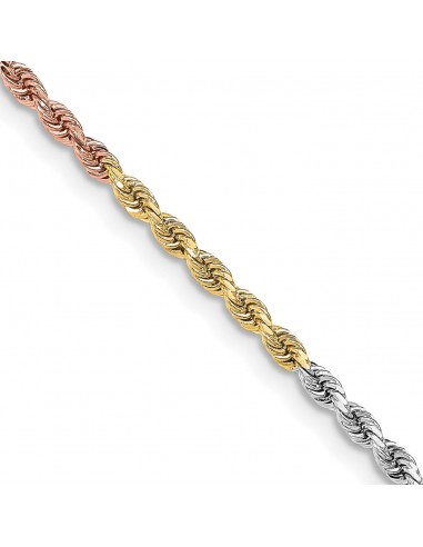 14KT Gold Tri-Color 20-inch 3MM Diamond-cut Rope Chain le concept de la Pate a emporter 