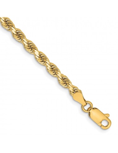 14KT Yellow Gold 8-inch 3.25MM Rope Bracelet Economisez 