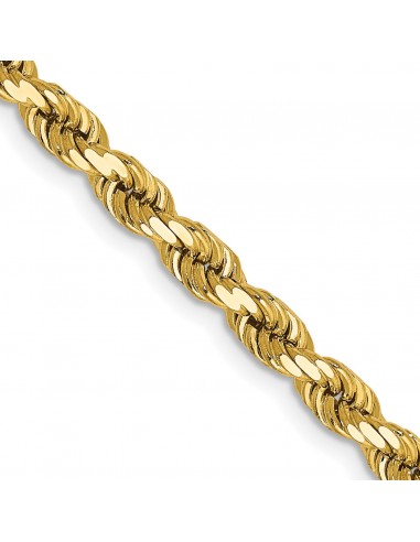 14KT Yellow Gold 22-inch 4MM Diamond-cut Lobster Clasp Rope Chain vente chaude votre 