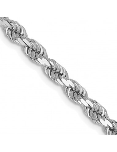 14KT White Gold 20-inch 4MM Diamond-cut Lobster Clasp Rope Chain basket pas cher