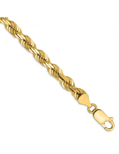 14KT Yellow Gold 7-inch 5.5MM Diamond-cut Lobster Clasp Rope Bracelet offre 