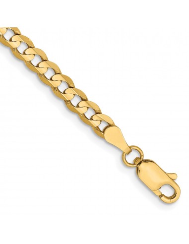 14KT Yellow Gold 7-inch 3.8MM Lobster Clasp Curb Bracelet brillant des détails fins