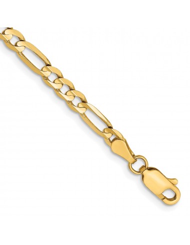 14KT Yellow Gold 7-inch 4MM Lobster Clasp Figaro Bracelet Comparez et commandez 