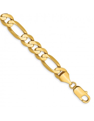 14KT Yellow Gold 8-inch 8.75MM Lobster Clasp Figaro Bracelet pas cher 