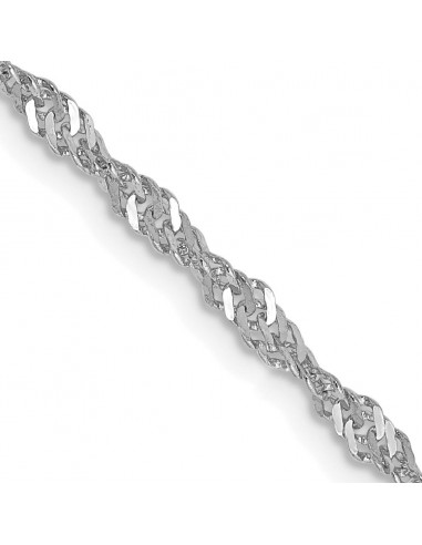 14KT White Gold 16-inch 2MM Diamond-cut Lobster Clasp Singapore Chain prix