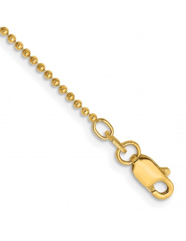 14KT Yellow Gold 9-inch 1.2MM Diamond-cut Lobster Clasp Beaded Anklet livraison et retour toujours gratuits