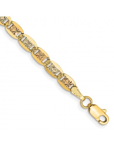 14KT Gold Tri-Color 8-inch 3.8MM Valentino Bracelet Par le système avancé 