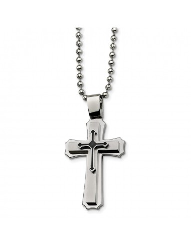 Stainless Steel Black IP-plated Cross Necklace En savoir plus