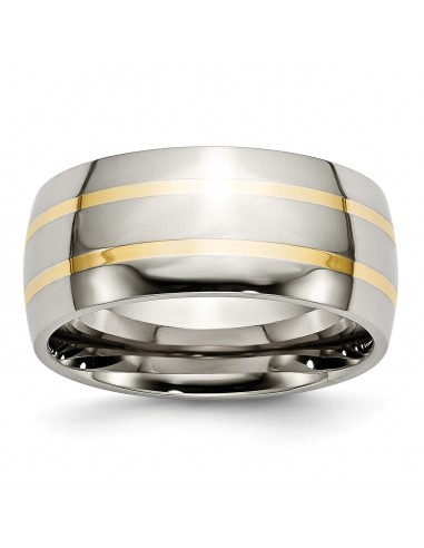 Titanium 14k Yellow Inlay 10mm Polished Band En savoir plus