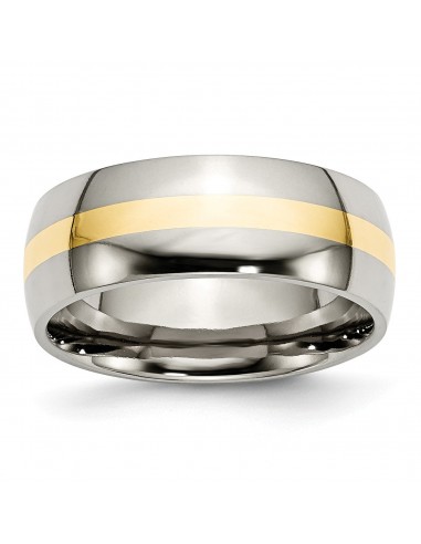 Titanium 14k Yellow Inlay 8mm Polished Band Profitez des Offres !