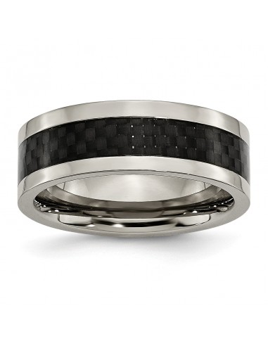 Titanium 8mm Polished with Black Carbon Fiber Inlay Band Economisez 