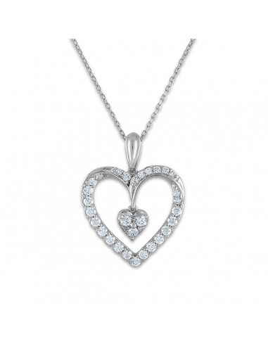 LoveSong EcoLove 3/4 CTW Lab Grown Diamond Heart 18-inch Pendant in 10KT White Gold prix