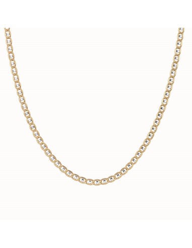 14KT Yellow Gold With Rhodium Plating 22-inch 5.25MM Diamond-cut Pave Anchor Link Chain la colonne vertébrale