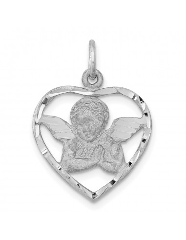 14KT White Gold 24X18MM Angel Heart Pendant. Chain Not Included offre 