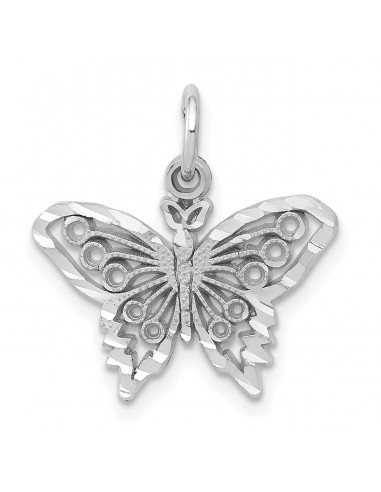 14KT White Gold 18X17MM Diamond-cut Butterfly Pendant-Chain Not Included pas cher 