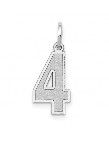 14k White Gold Medium Satin Number 4 Charm ouvre sa boutique