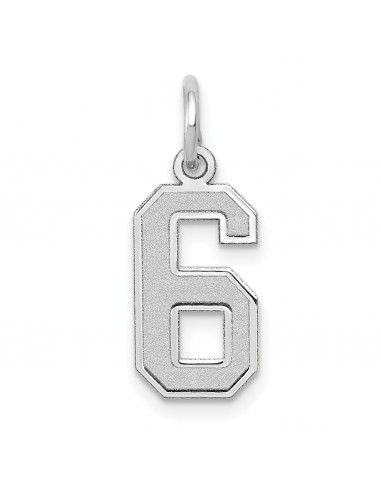 14KT White Gold 19X7MM Number 6 Pendant-Chain Not Included le des métaux précieux