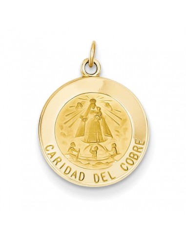 14KT Yellow Gold 21X16MM Medal Caridad Del Cobre Pendant. Chain Not Included Venez acheter