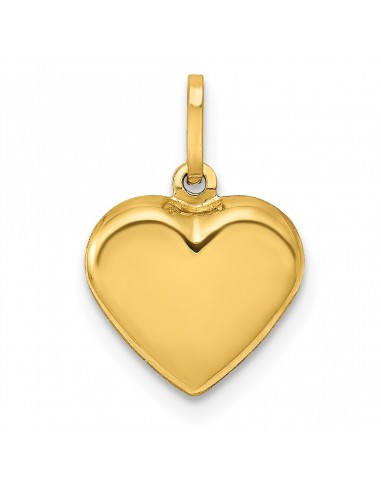 14KT Yellow Gold 15X10MM Three Dimensional Heart Pendant-Chain Not Included en stock