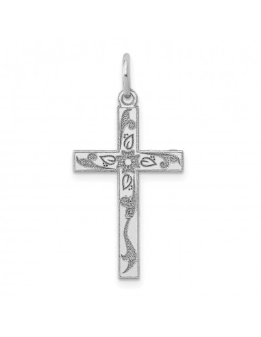 14K White Gold Laser Designed Cross Charm. Chain not Included suggérées chez