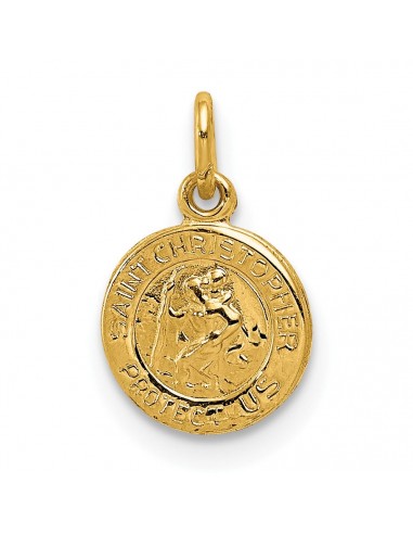 14KT Yellow Gold 14X8MM Medal Saint Christopher Pendant. Chain Not Included français