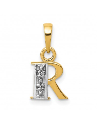 14KT Yellow Gold With Rhodium Plating 1/100 CTW 15X8MM Initial Pendant Initial R. Chain not Included 2 - 3 jours ouvrés.