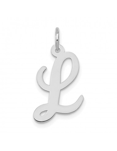 14k White Gold Medium Script Initial L Charm Comparez et commandez 